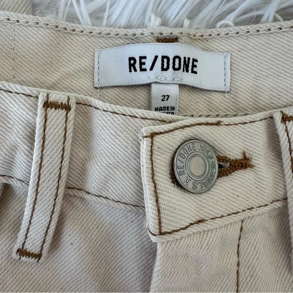 RE/DONE Womens Original 70s Pocket Wide Leg Jeans 27 Cream Rinsed Birch NWOT